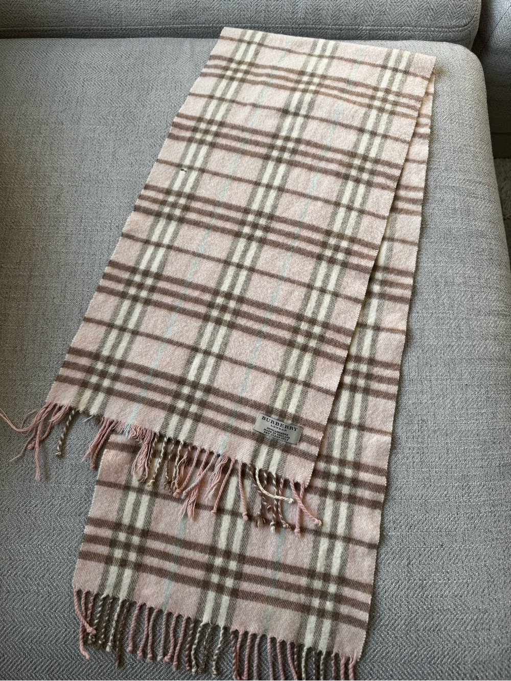Burberry Cashmere Pink Plaid Scarf